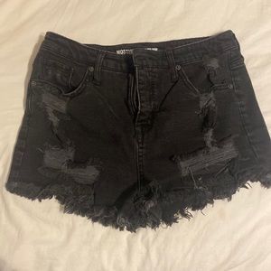 Black denim shorts